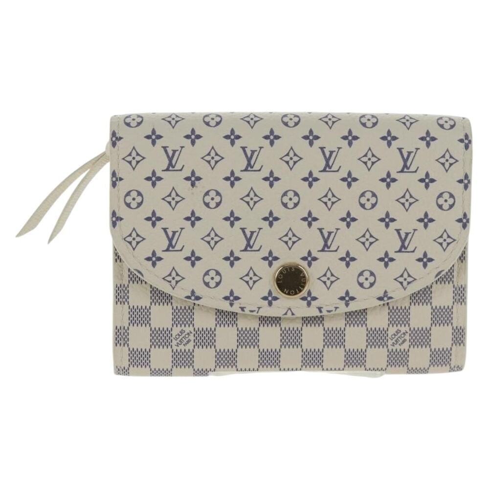 Louis Vuitton Damier Azur Porte Monnaie Rosary Coin Purse White